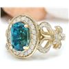 Image 2 : 7.82 CTW Natural Zircon 14K Solid Yellow Gold Diamond Ring