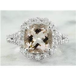 3.70 CTW Morganite 18K White Gold Diamond Gold