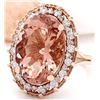 Image 2 : 13.15 CTW Natural Morganite 18K Solid Rose Gold Diamond Ring