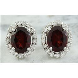 4.00 CTW Garnet 14K White Gold Diamond Errings