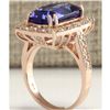 Image 3 : 11.23 CTW Natural Blue Tanzanite And Diamond Ring In 18K Rose Gold
