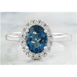 1.60 CTW Topaz 18K White Gold Diamond Ring