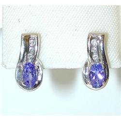 5020 14KW Gold Post Earrings w/ Tanzanite/ Diamonds