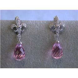 5023 18k White Gold Earrings with Topaz and Diamonds