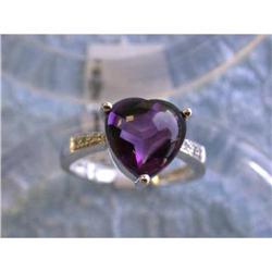 5033 14k White Gold Ring with Amethyst and Diamonds