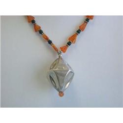 5049 Carnelian, Onyx and Silver Necklace