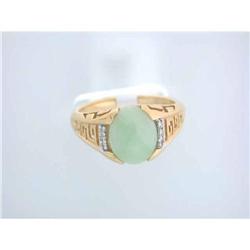 5053 14k Yellow Gold Ring with Jade and Diamonds
