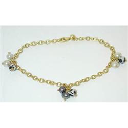 5054 14K Gold Bracelet w/ Enamel/ Pearl