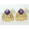 Image 1 : 5250 18K Gold Clip-on Earrings w/ Amethyst/ Diamonds
