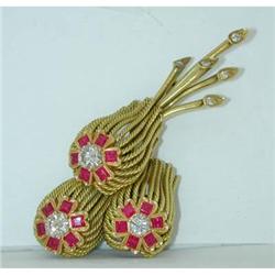 5254 18K Gold Diamond/Ruby Pin