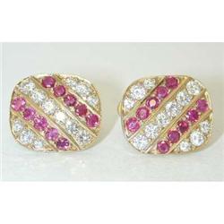 5512 18K Gold Cufflinks w/ Ruby/ Diamonds