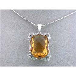 5513 14k White Gold Necklace with Diamonds and Citrine