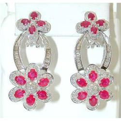 5514 18KW Gold Earrings w/ Ruby/ Diamonds