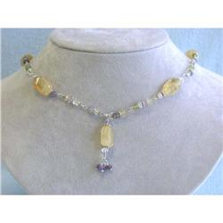 5533 Silver/Citrine Necklace w/Amethyst/Peridot/ Quartz