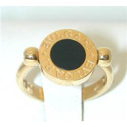 3601 BVLGARI 18K Gold Coral/Onyx Ring