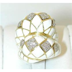 1421 DAVID WEBB 18k Gold Enamel Ring w/Diamond