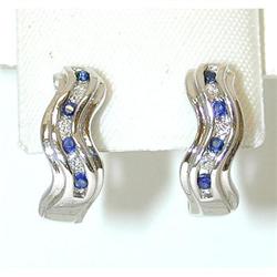 4193 14KW Gold Earrings w/Diamond/Sapphire