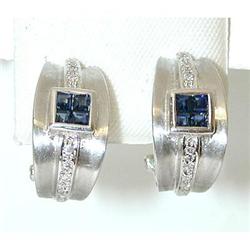 5598 14KW Gold Post/Clip-on Earrings w/Sapphire/Diamond