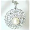 Image 1 : 2845 Antique 18KW Gold Diamond Pin/Pendant w/Pearl