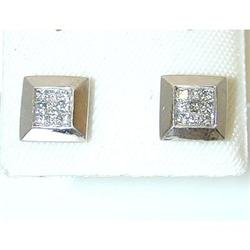 7202 14KW Gold Post Earrings w/ Diamonds