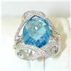 Image 1 : 7205 EFJ 14KW Gold Ring w/ Blue Topaz/ Diamonds