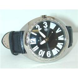 7212 VISAGE Stainless steel Diamond Watch w/Leather Ban
