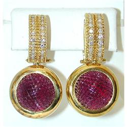 7226 LAURA MUNDER 18K Gold Earring w/Dia/Pink Tourmalin