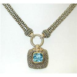 7240 Silver/ 14K Gold Necklace w/ Blue Topaz