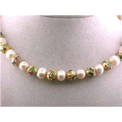 7249 Pearl and Enamel Necklace