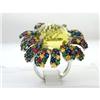 Image 1 : 3377 18KW Gold Lemon Quartz Ring w/Dia/Created Sapp