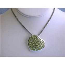 7529 Silver Necklace with Peridot Heart Pendant