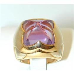 7541 BVLGARI 18K Gold Ring w/ Amethyst