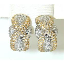 7562 18KW Gold Post/ Clip-on Earrings w/ Diamonds