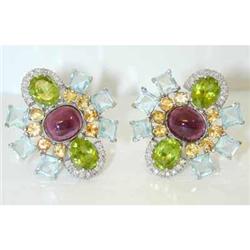 2750 ELLEONORA BRAZIL 18KW Gold Earrings w/MultiGemston