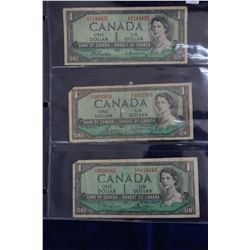 Canada One Dollar Bills (3)