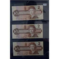 Canada Two Dollar Bills (3)