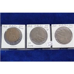 Great Britain One Penny Coins (3)