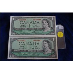 Canada One Dollar Bills (2)