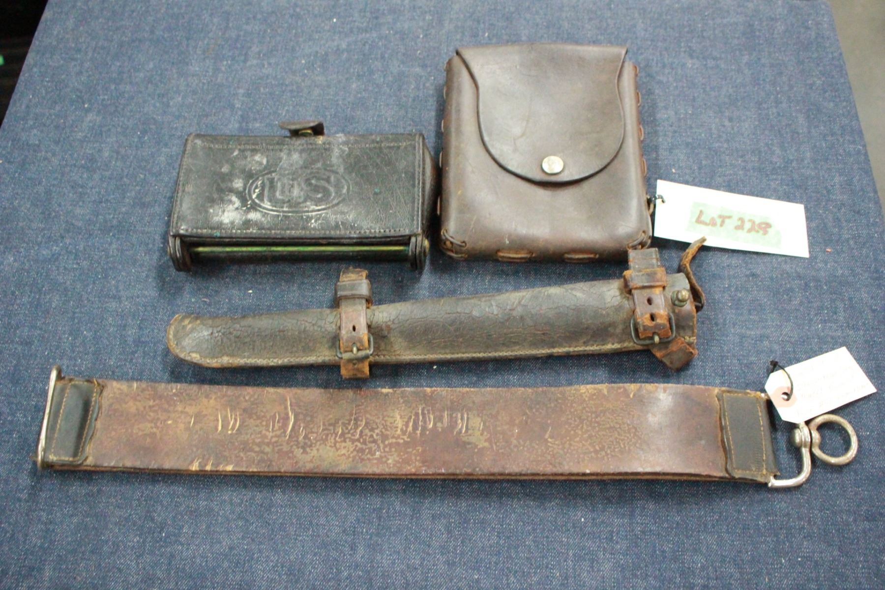 Police Razer Mounted Police Razor Strap, Leather Scabbard & 2 Leather Pouches