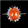 Image 1 : Natural Oval Orange Fire Opal Ring
