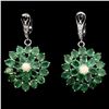 Image 1 : Natural Green Emerald Fire Opal 61 Ct Earrings