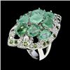 Image 2 : Natural Oval Emerald & Chrome Diopside Ring