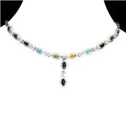 Natural  Rhodolite Garnet Amethyst Citrine Necklace