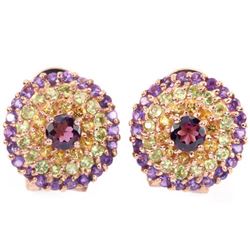 NATURAL RH-GARNET AMETHYST PERIDOT  CITRINE Earrings