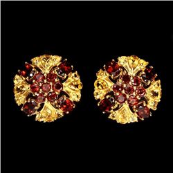 Natural Orange Mozambique Garnet Citrine Flower Earring