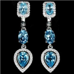 NATURAL  SWISS BLUE TOPAZ EARRINGS