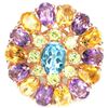 Image 2 : Natural SWISS BLUE TOPAZ PERIDOT AMETHYST CITRINE Ring