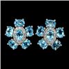 Image 1 : Natural  Swiss Blue Topaz 6x4mm Earrings