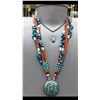 Image 1 : Tibet Hand Made Natural Turquoise & Coral Necklace