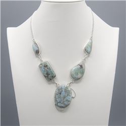 Huge Natural Carribian Blue Larimar Necklace.